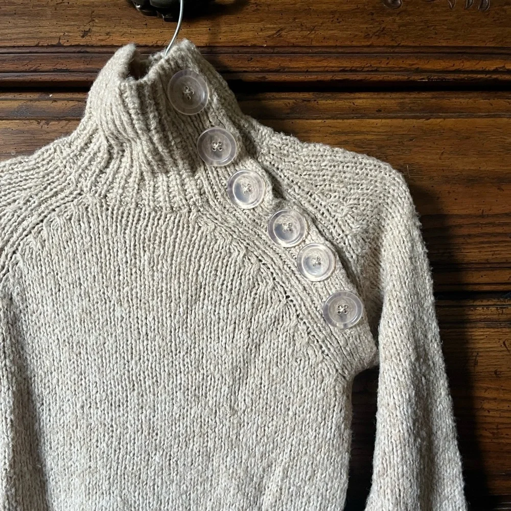 Daytrip Beige Cowl Neck Sweater with Buttons - Picture 4 of 8